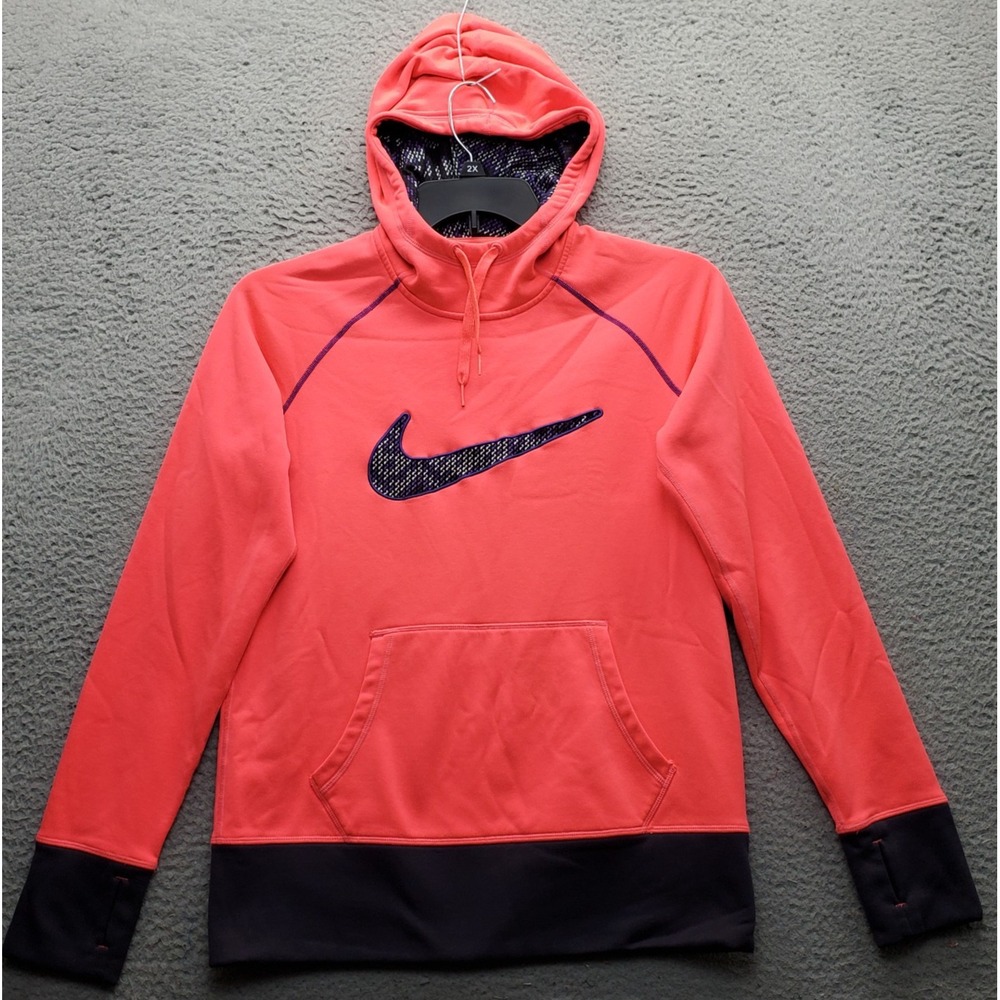 Nike Therma-Fit Hoodie Womens Medium Multi Fleece Lined Long Sleeve Swoosh Logo